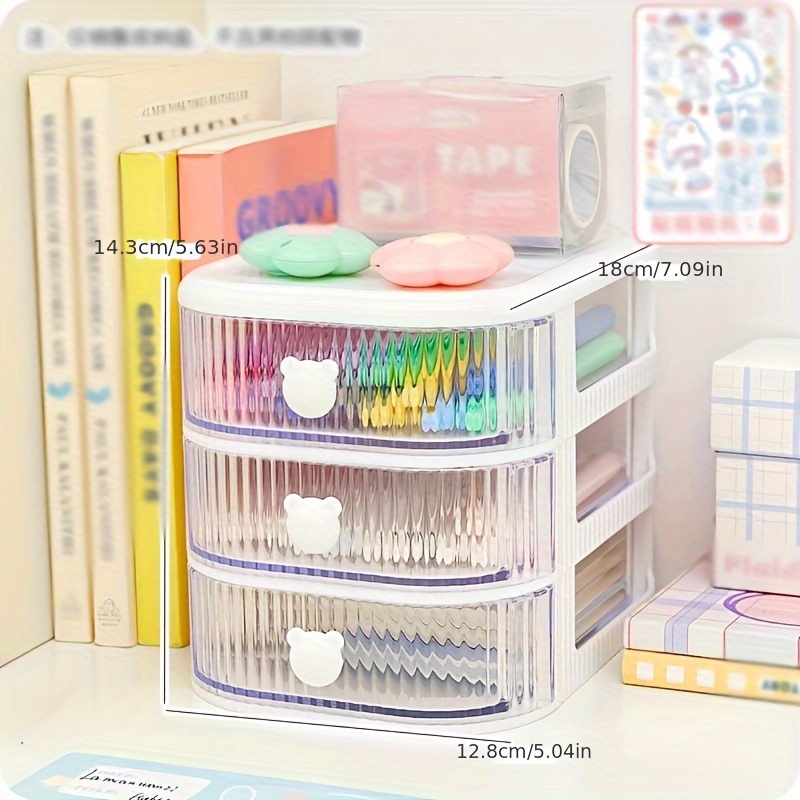 Stationery Case Desktop Washi Tape Storage Box Makeup Organizer Pen Holder  Home Office School Storage Rack Drawer Pencil Box