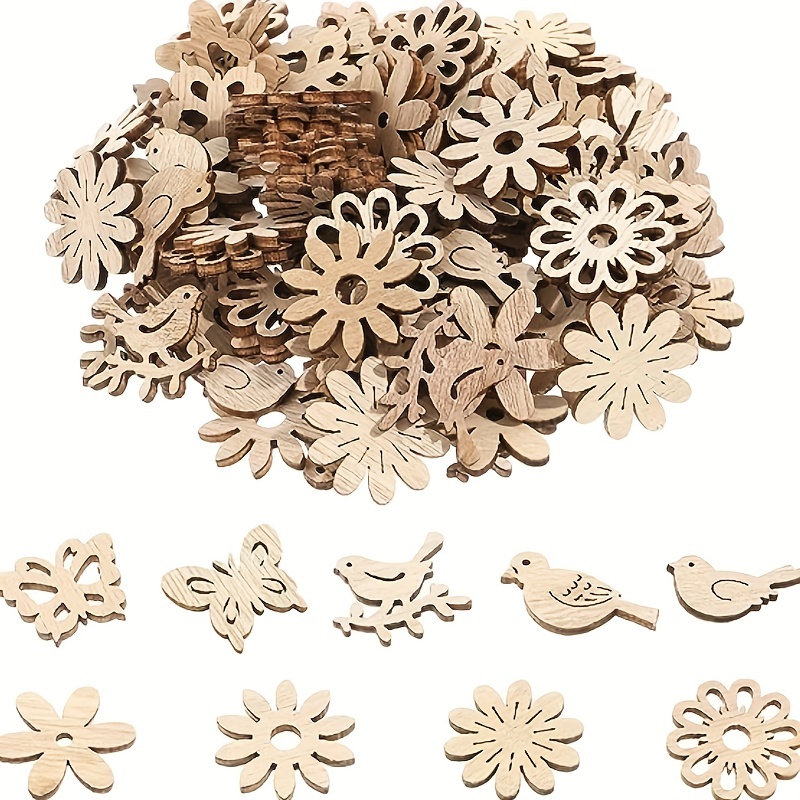 40Pcs/bag 4 Styles DIY Angel Wings Wooden Chips Decorative Embellishments  Crafts Scrapbook Hand-made Graffiti Button Accessories - AliExpress