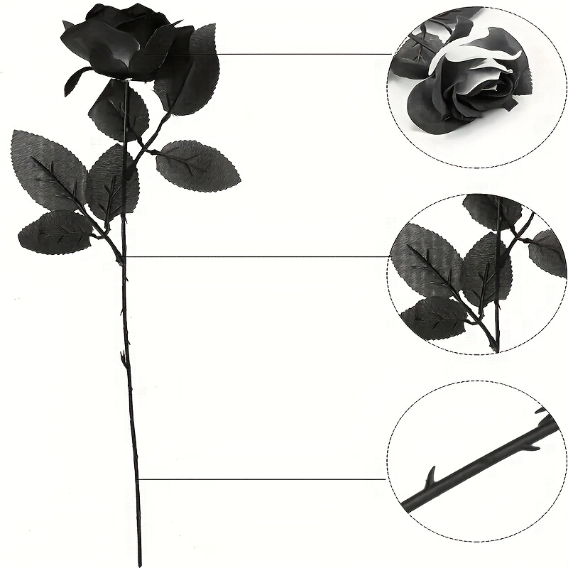 Stunning Black Rose Artificial Flowers Single Stem Fake Silk - Temu