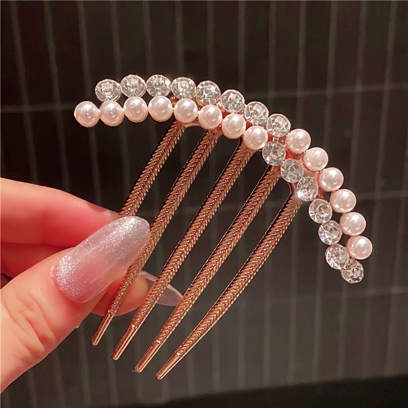 Imitation Pearl Rhinestone Zinc Alloy Hair Clip Elegant - Temu