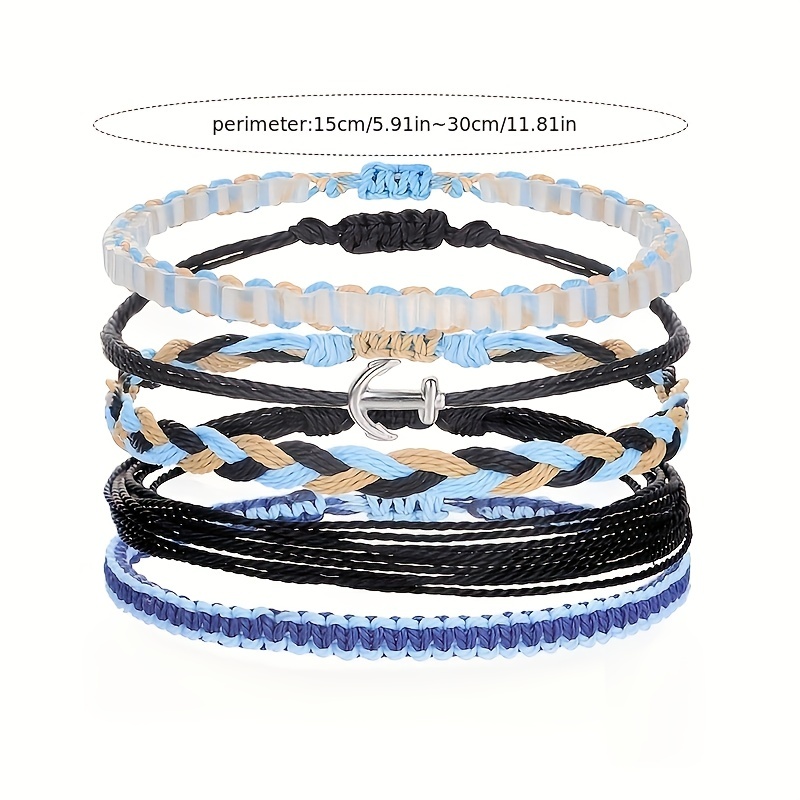 Beach Waterproof Wax Thread Braided Friendship Bracelet Set
