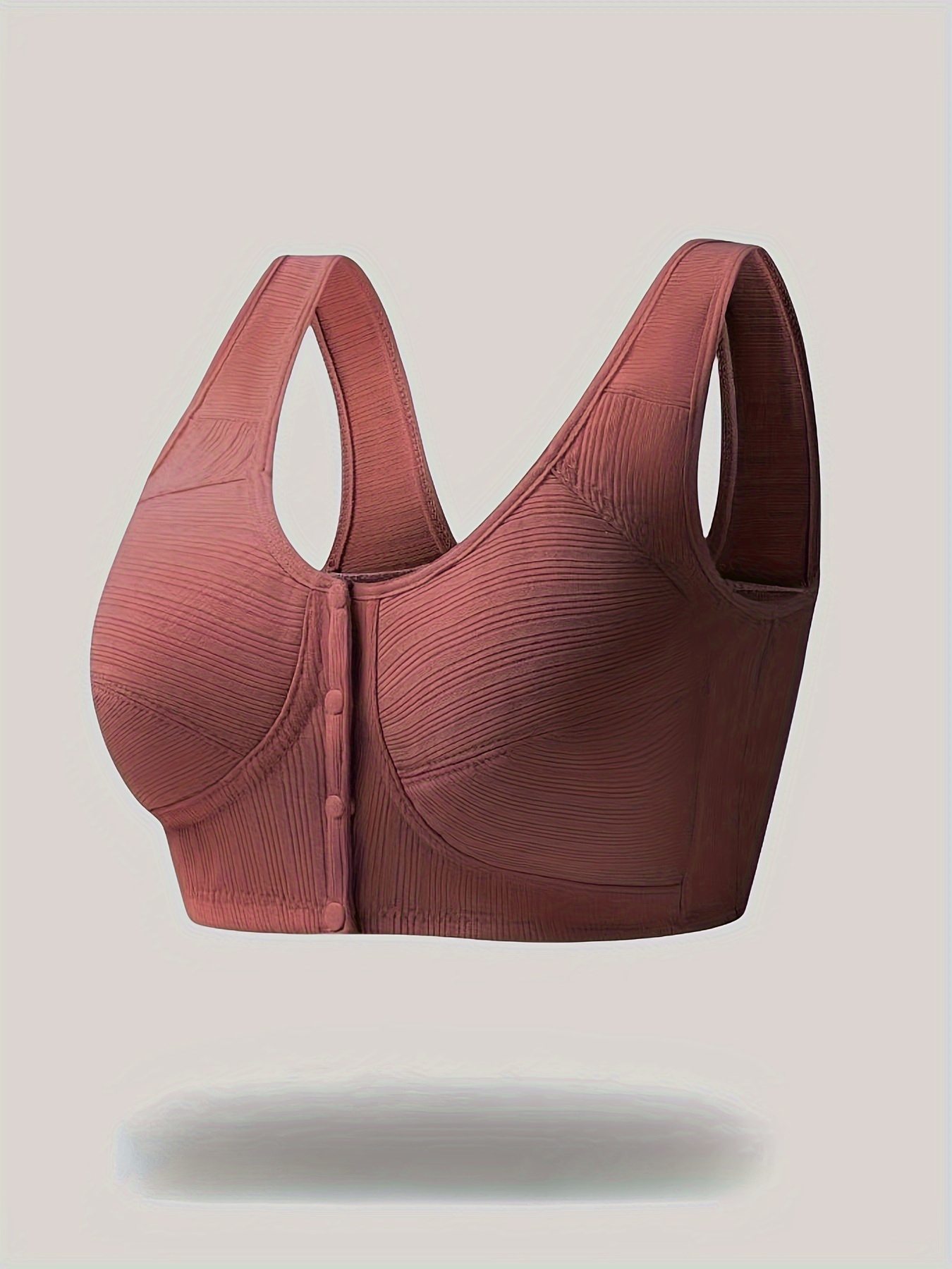 Front Buckle Wireless Bra, Comfy & Breathable Plunge Bra, Women's Lingerie  & Underwear