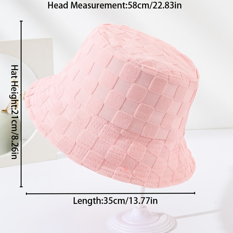 Plaid Embossed Bucket Hat Solid Color Trendy Casual Basin Hat Unisex Couple  Fisherman For Women Men - Jewelry & Accessories - Temu France