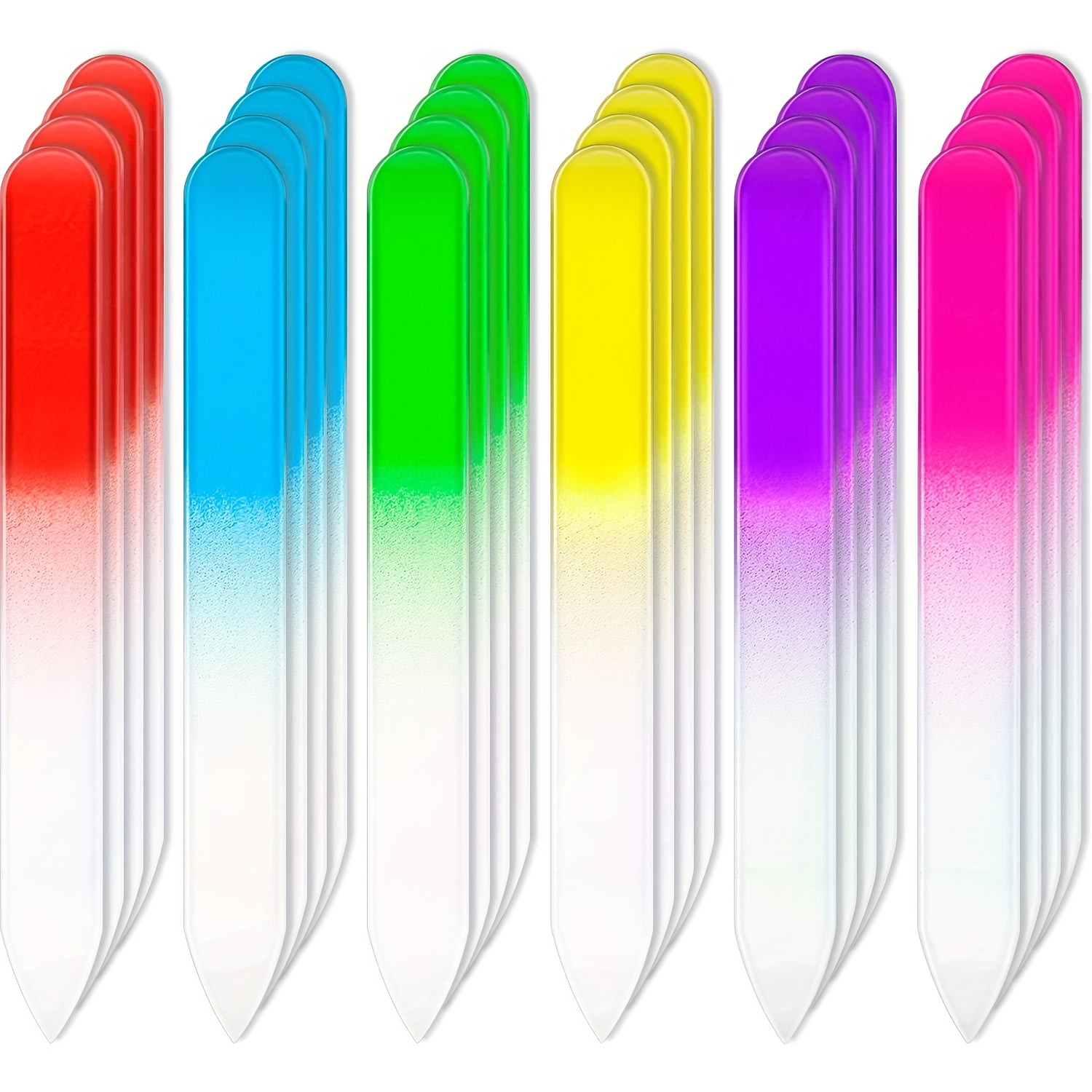 

24 Pcs Gradient Rainbow Glass Nail Files - Czech Crystal Glass Nail Files For Manicure And Nail Art - Buffing And Shaping Tools Set