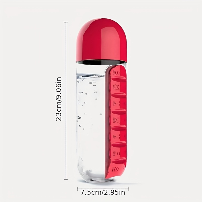creative two in one medicine   cup   divided outdoor portable water bottle   medicine box cup red 10