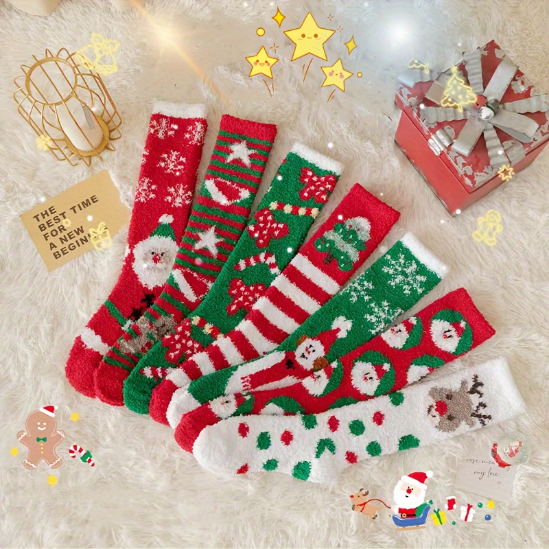 Cartoon Christmas Stockings Cute Warm Plush Stockings - Temu Canada