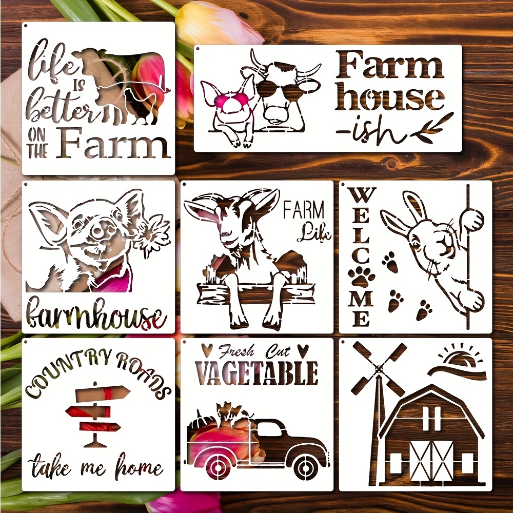 Floral Animal Stencils With Metal Ring Reusable Flower Cow - Temu