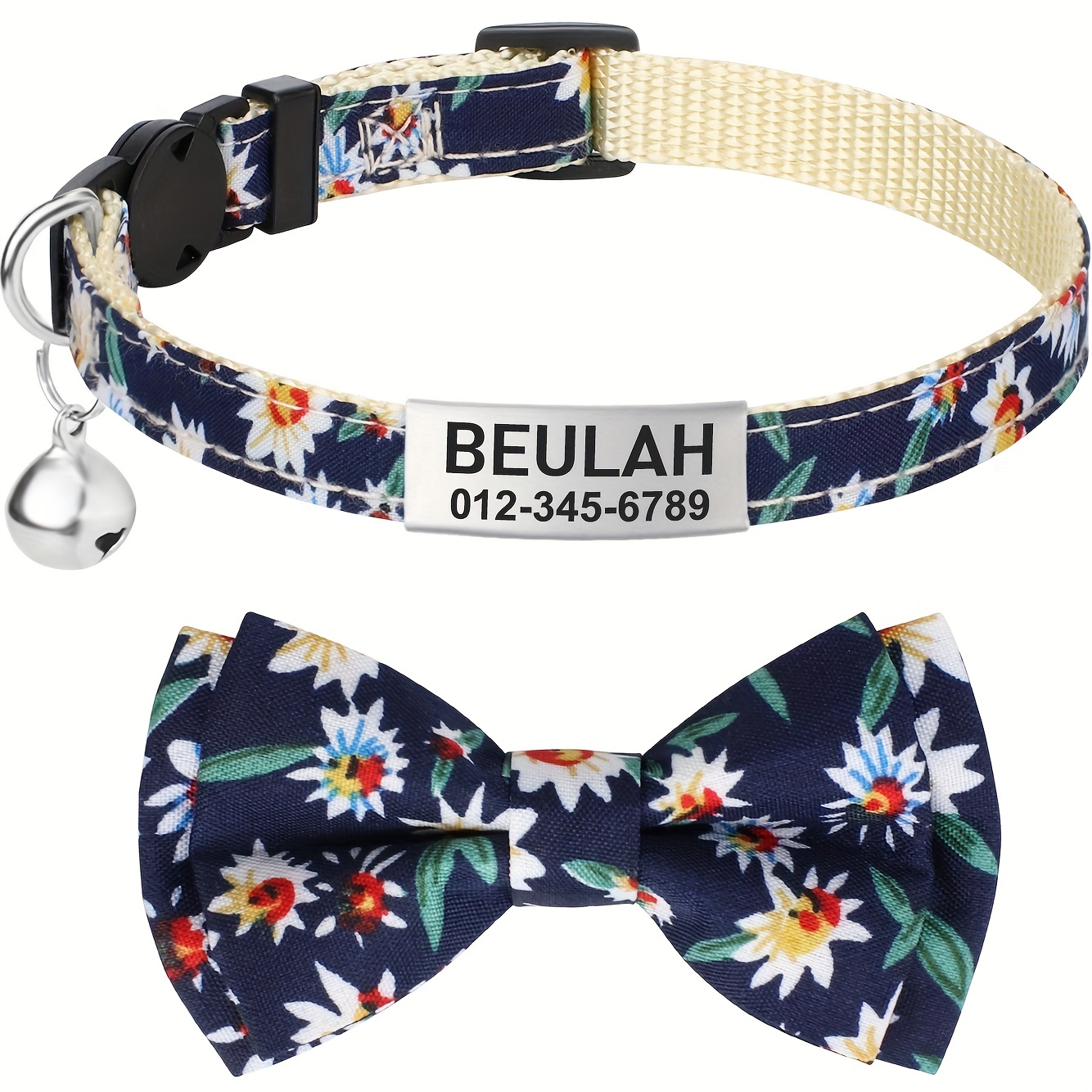 Pet Collar With Bow Tie Adjustable Cat Collar Flowers Are In Bloom