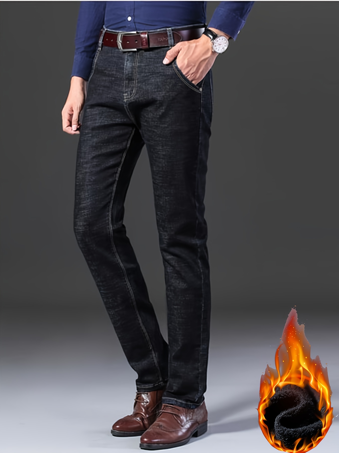 jeans forrados vellón hombre pantalones vaqueros Temu Spain