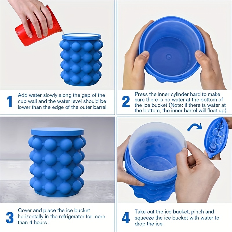 The Ultimate Ice Cube Maker Silicone Bucket with Lid Makes Small