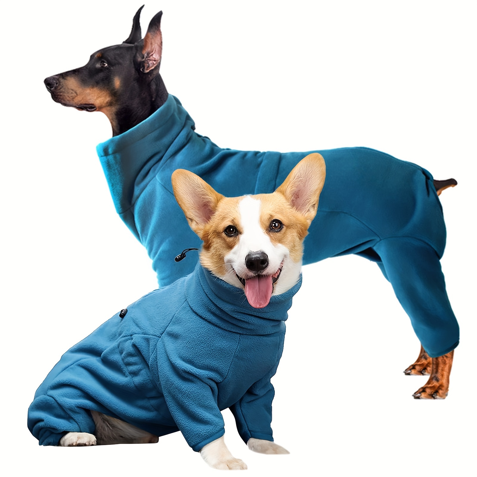 

Dog Windproof Winter Coat Fleece Pullover Pajamas Full Body Covered Clothes For Pet Cold Weather Outdoor Apparel