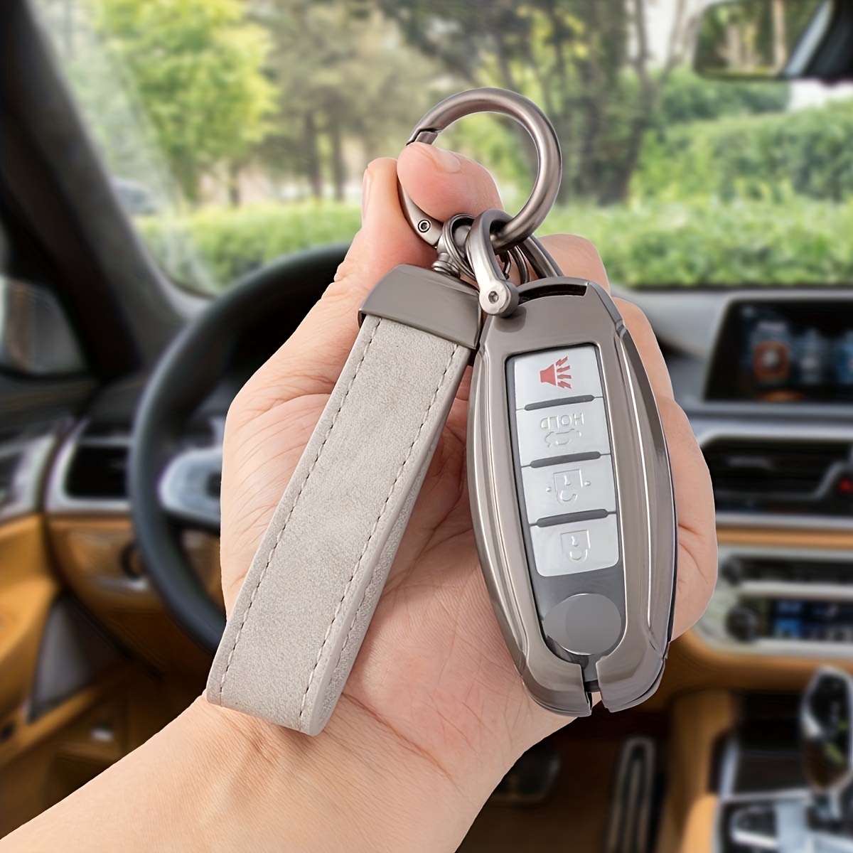 1set Car Key Case & Rhinestone Decor Keychain Compatible With BMW, Key Fob  Cover