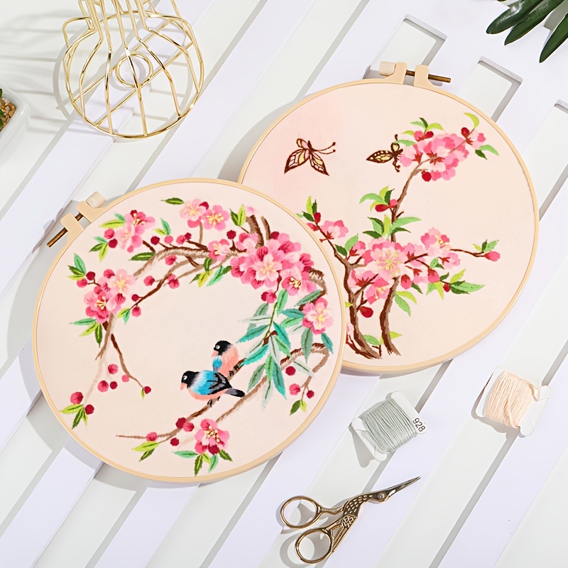 1set Flower Print Hand Embroidery, Simple Flower Print Random Color Hand  Embroidery Kit For Sewing