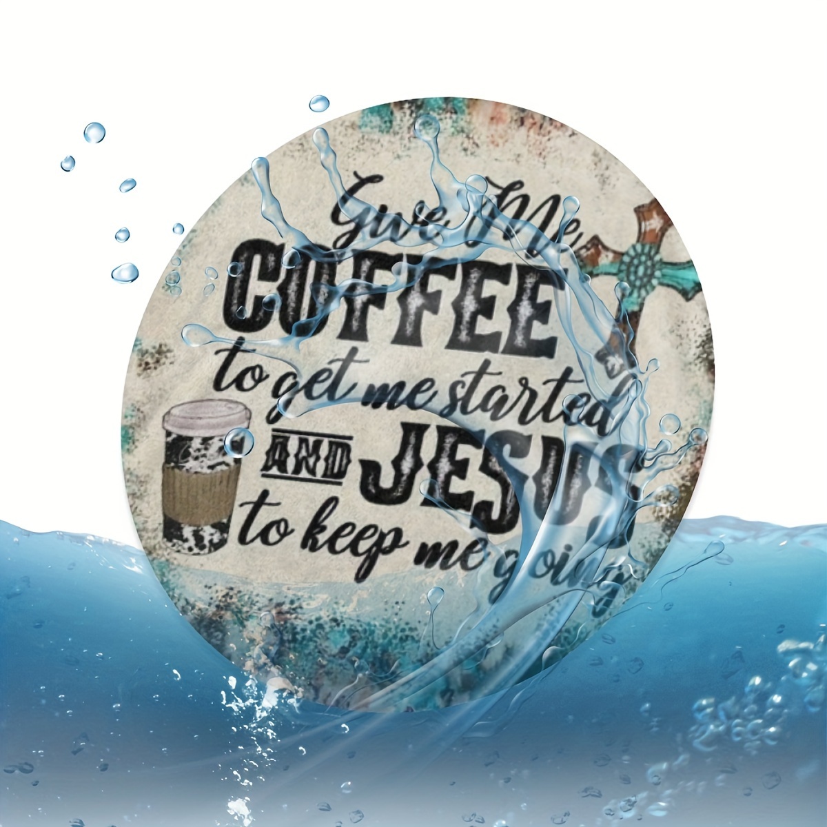 Boho Coffee Pattern Absorbent Car Cup Holder Coaster Mats - Car