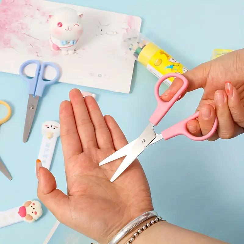 Cartoon Safety Scissors Cutting Paper Hand Cut Cute Student - Temu