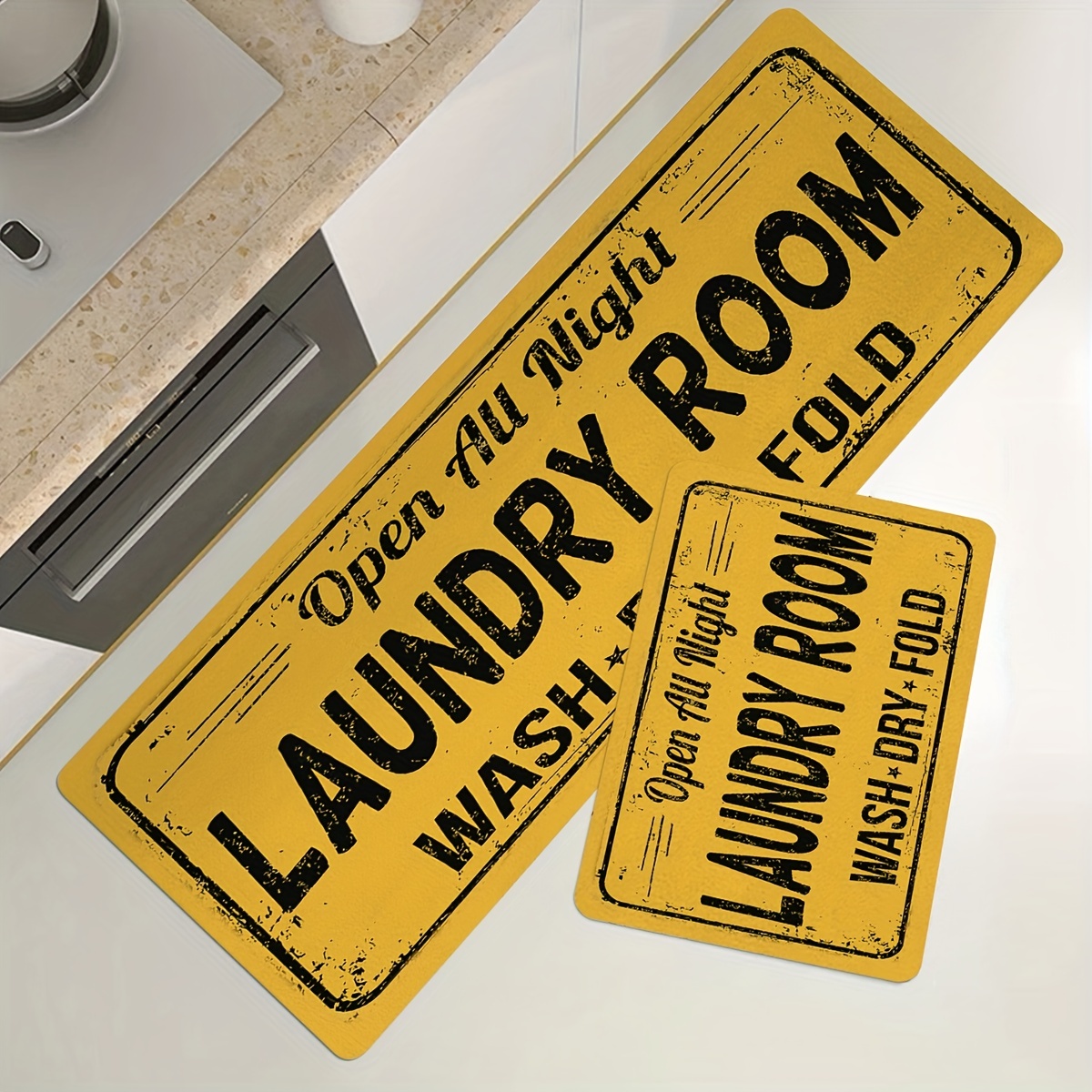 Yellow Laundry Room Mat Rugs Soft Non-Slip Kitchen Carpet