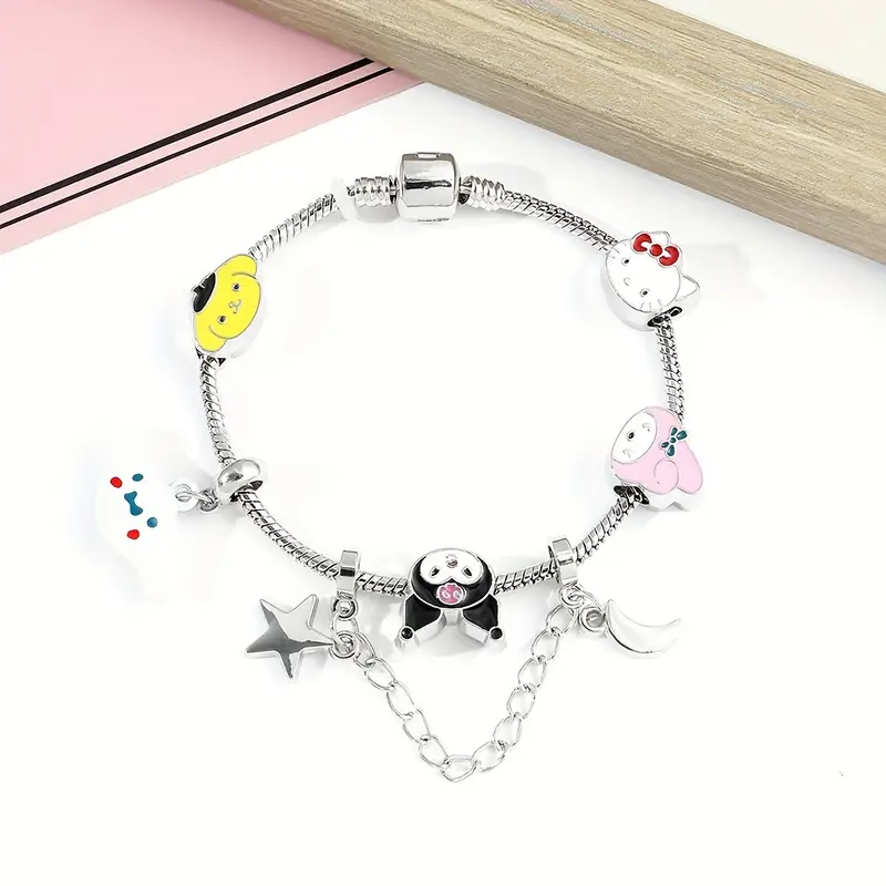 1pc Y2K Hello Kitty Glass Beaded Bracelet, Candy Color Kuromi Cinnamoroll Bracelets for Girls, Jewelry, Jewels Ornaments Gift for Temu