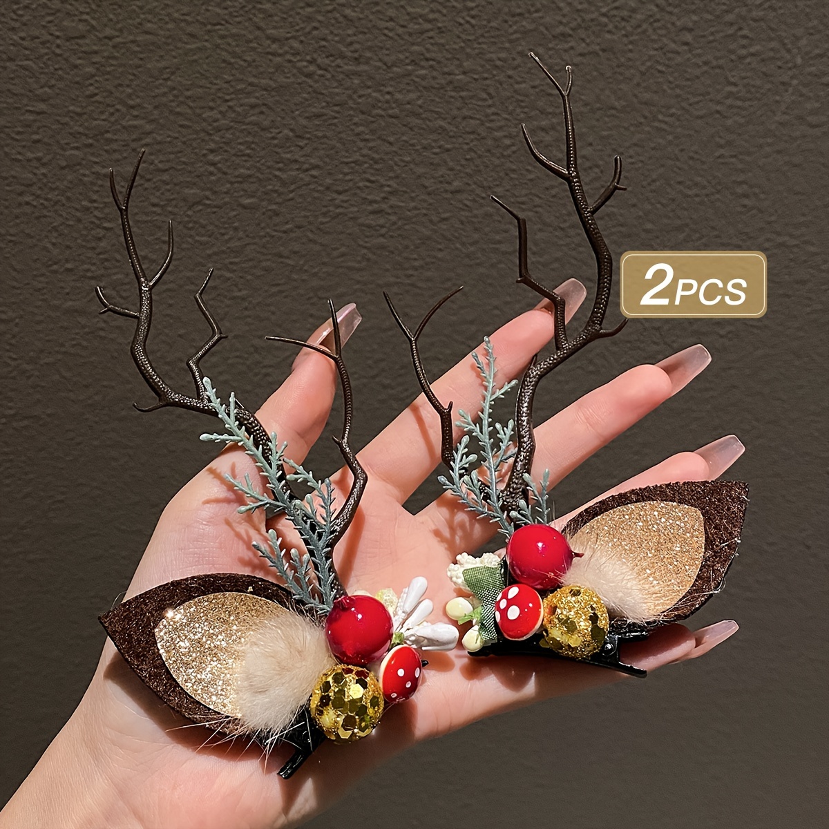 

2pcs Women's Christmas - , Mixed , Photo Props For Ladies