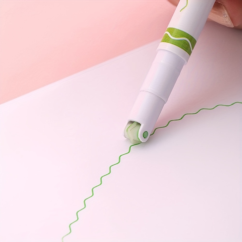 3/6pcs Kids Writing Curve Line Pen Stationery School Supplies Journaling  Colored Pens Note Curve Line Marker Curve Line Highlighter Pen Fine Point  Pen