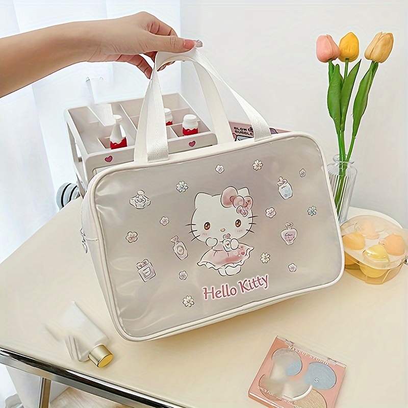 Outdoor Girl Makeup Bag Kawaii Large-Capacity Cosmetic Bag Sanrio Hello  Kitty Cartoon Anime Canvas Portable Beauty Pouch - AliExpress