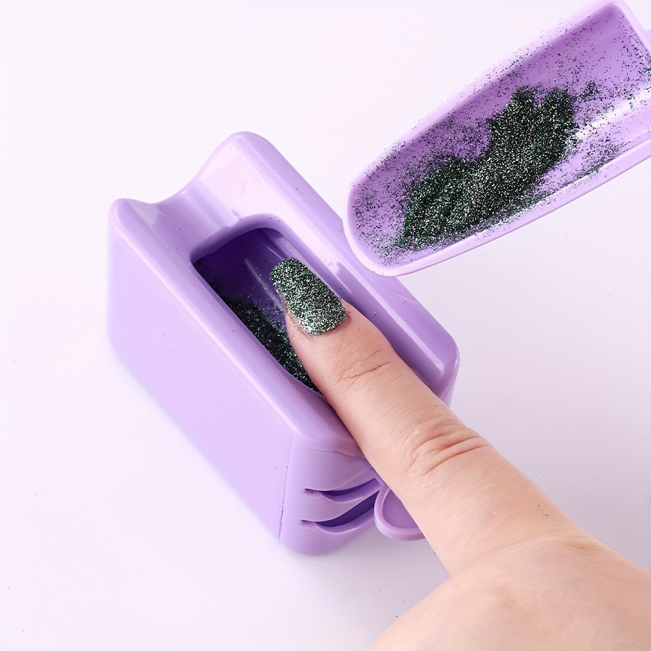 

Portable Dual-layer Nail Art Powder Tray - Odorless, French Manicure Dip Container With Glitter Recycling Storage