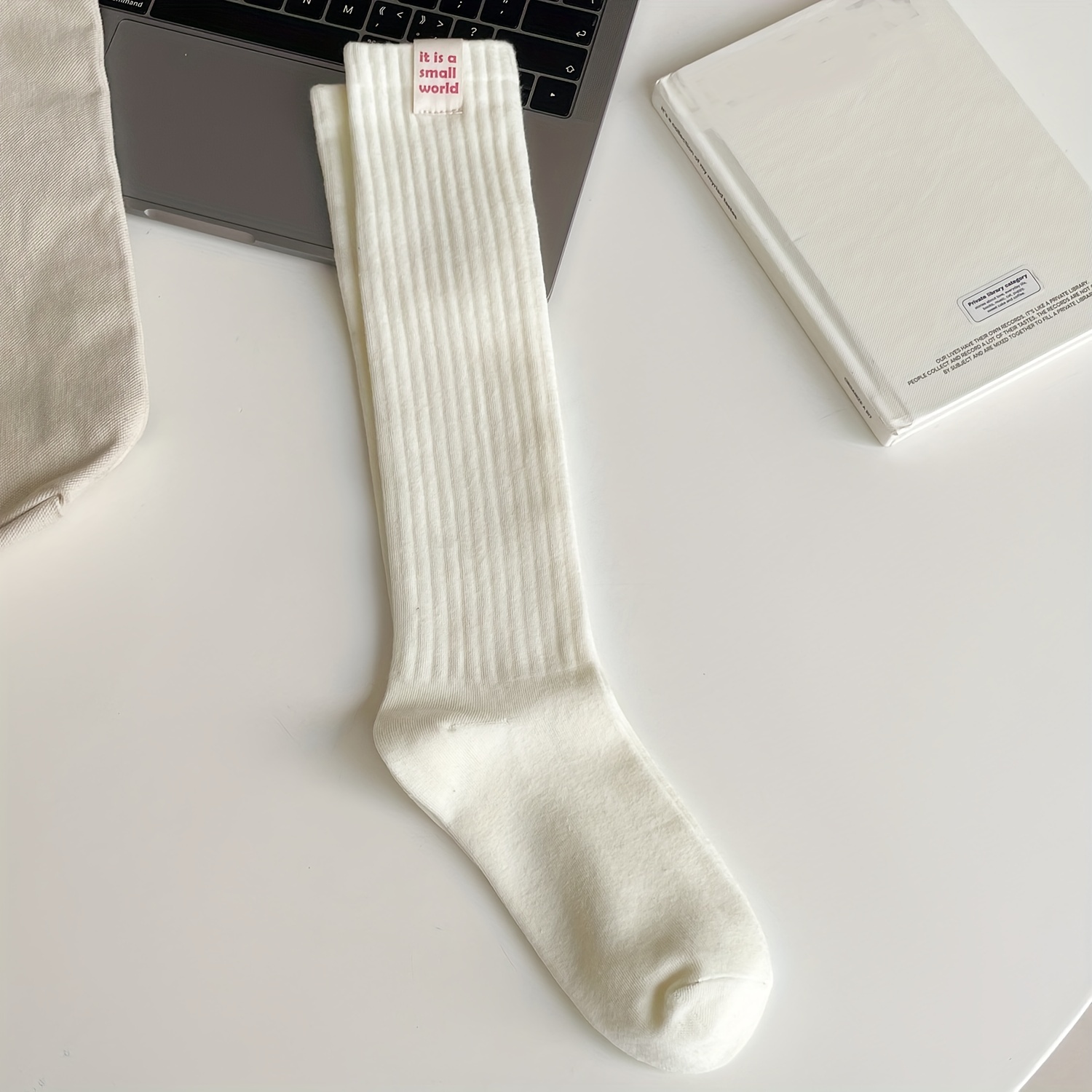 Letter Patched Calf Socks Knee High Women's Stockings
