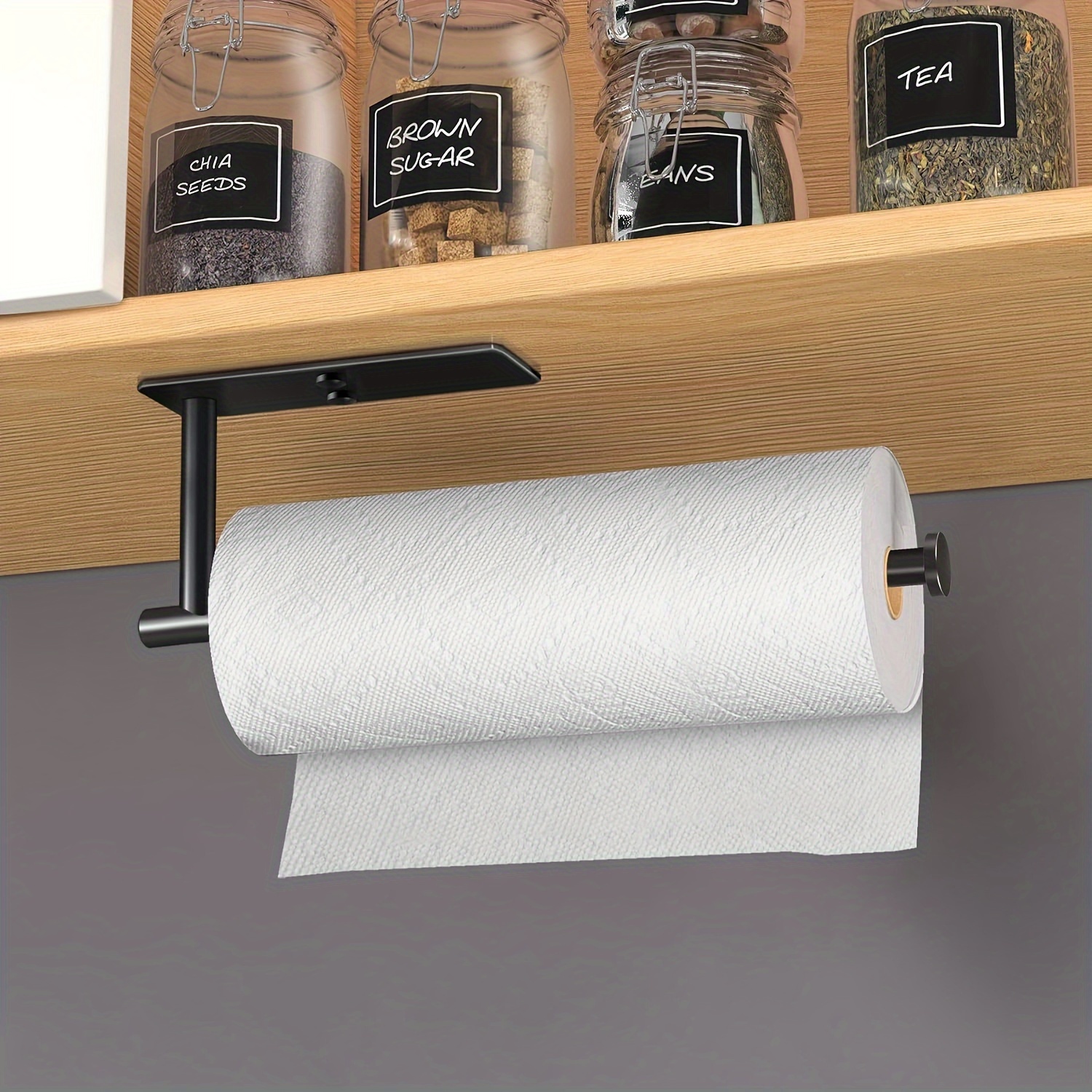 Soporte para toallas de papel debajo del gabinete, soporte adhesivo para  toallas de papel autoadhesivo o montado en la pared, acero inoxidable  SUS304