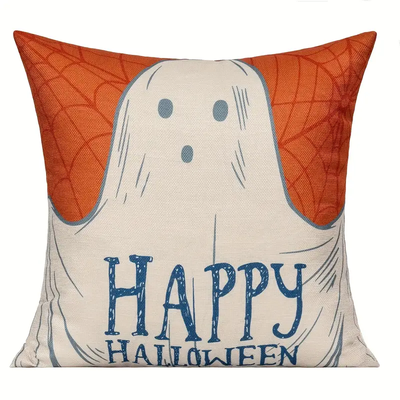 Halloween Throw Pillow Cover Gothic Ghost Pumpkin Black Cat Trick