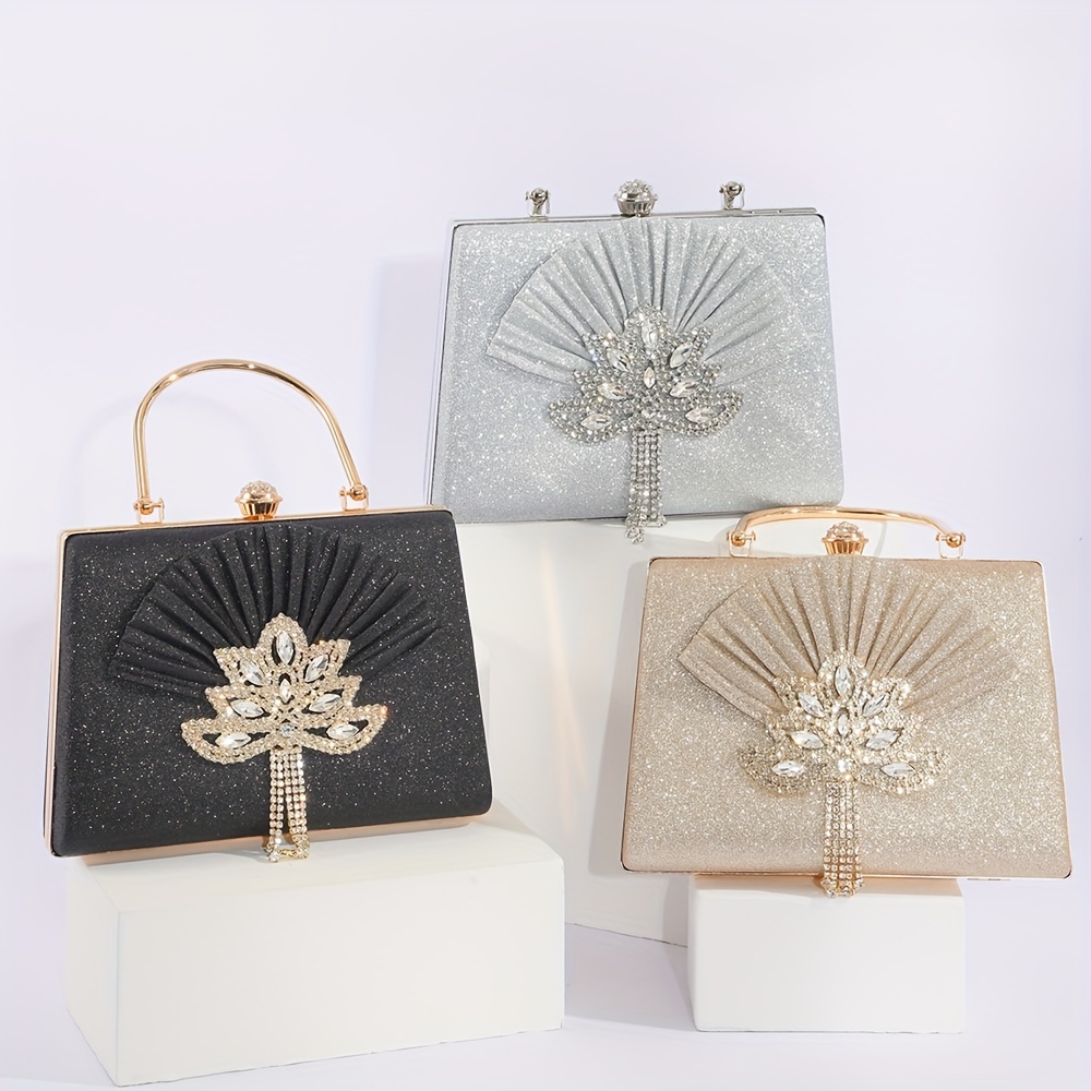 Women's Acrylic Evening Bag Glitter Clutch Purse Transparent Golden Box  Handbag Shoulder Bag for Banquets Dinners Parties 