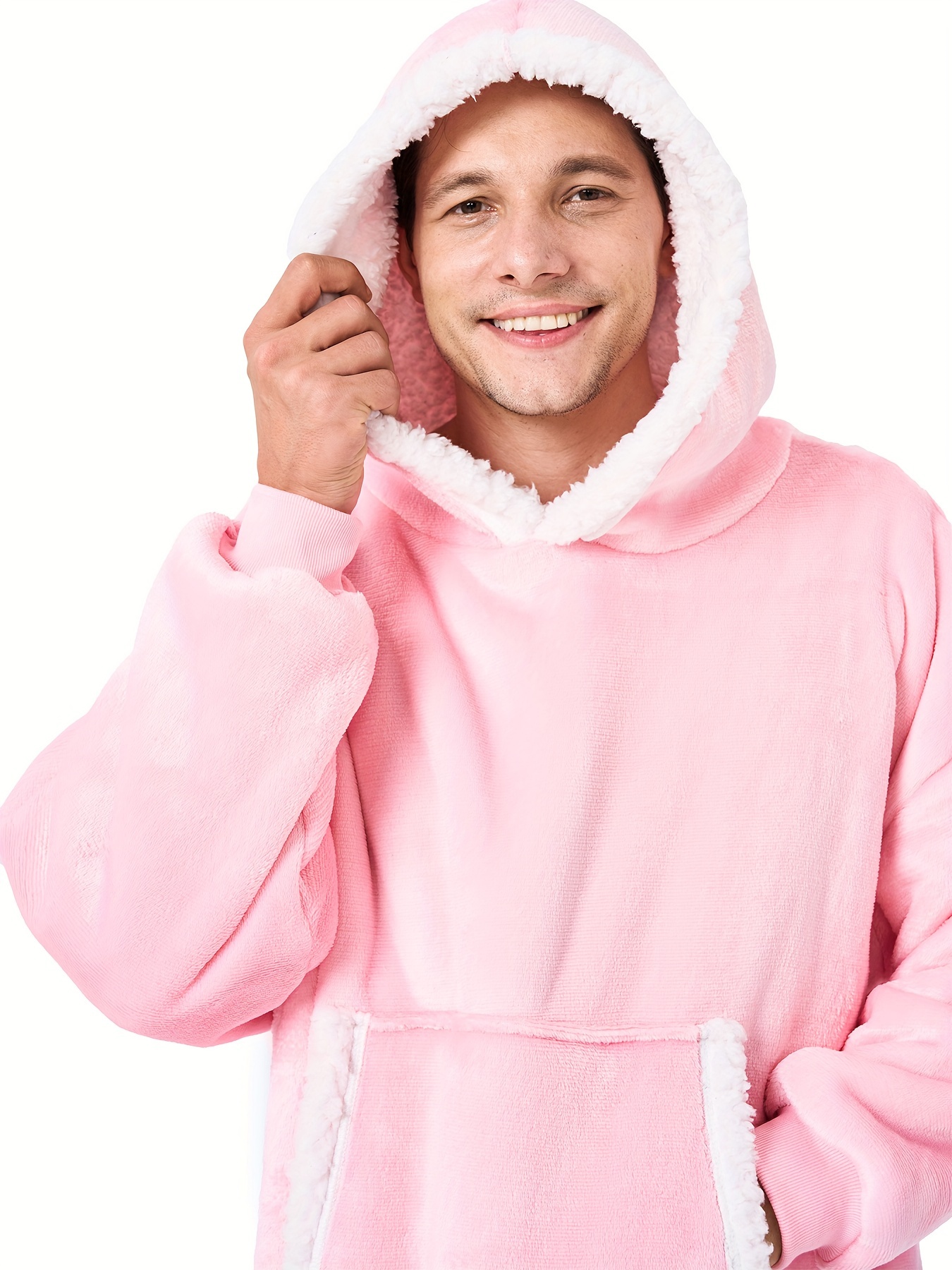 Men's Trendy Pajamas Hooded Warm Flannel Robe Pocket Solid - Temu