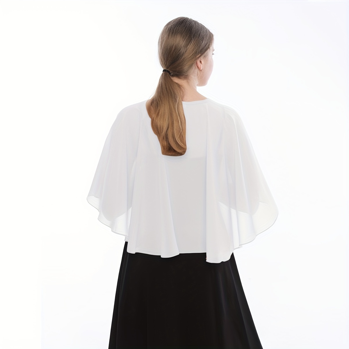 Chiffon Sheer Capelet Solid Poncho Scarf Shawls Women