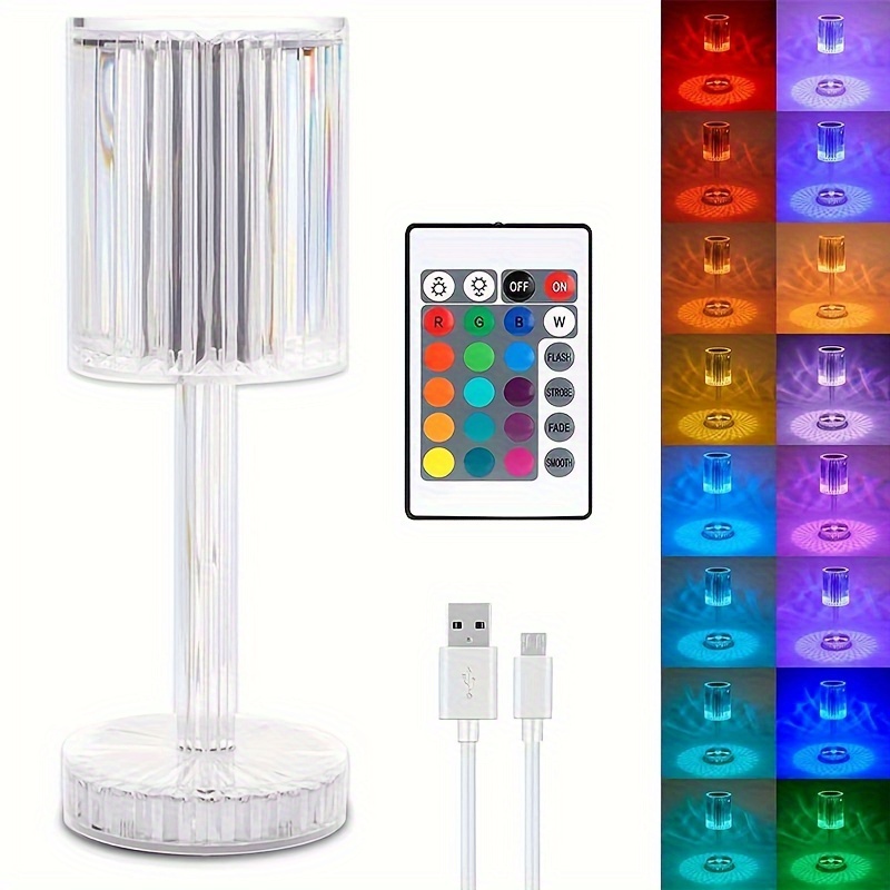 Touch Kristall Lampe 16 Farbwechsel RGB Nachtlicht Remote USB
