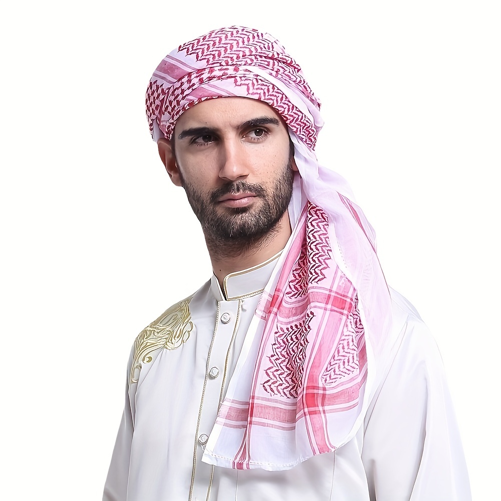 Plaid Tactical Desert Hijab Scarf Tassel Headband Muslim Arab Men