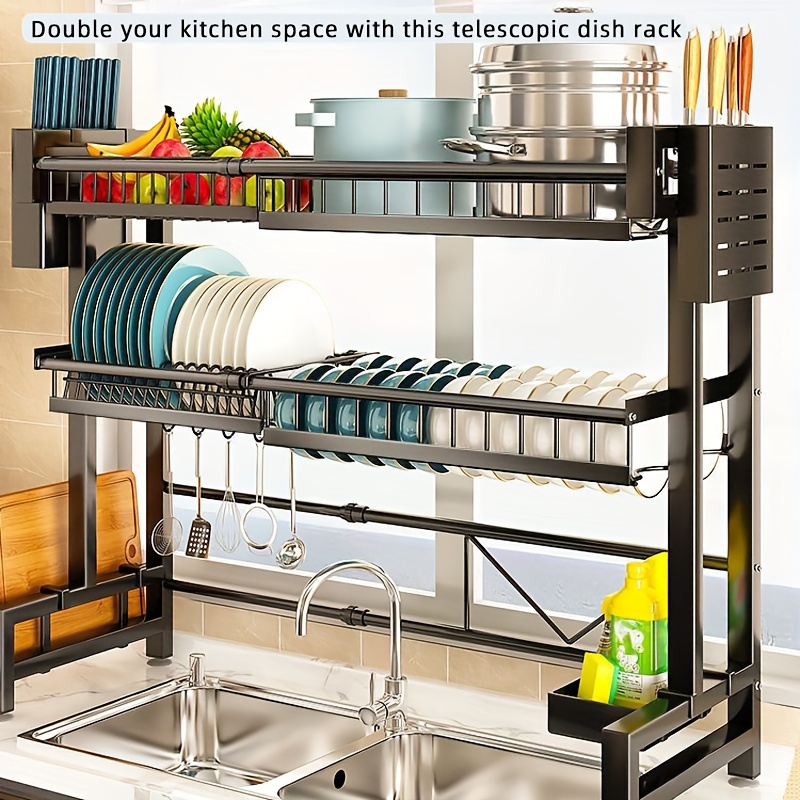 Retractable Kitchen Countertop Sink Dish Storage Rack, Multifunctional Bowl  Chopsticks Drain Rack With Multiple Basket, Space-saving Single And Double  Layer Holder, Kitchen Supplies - Temu