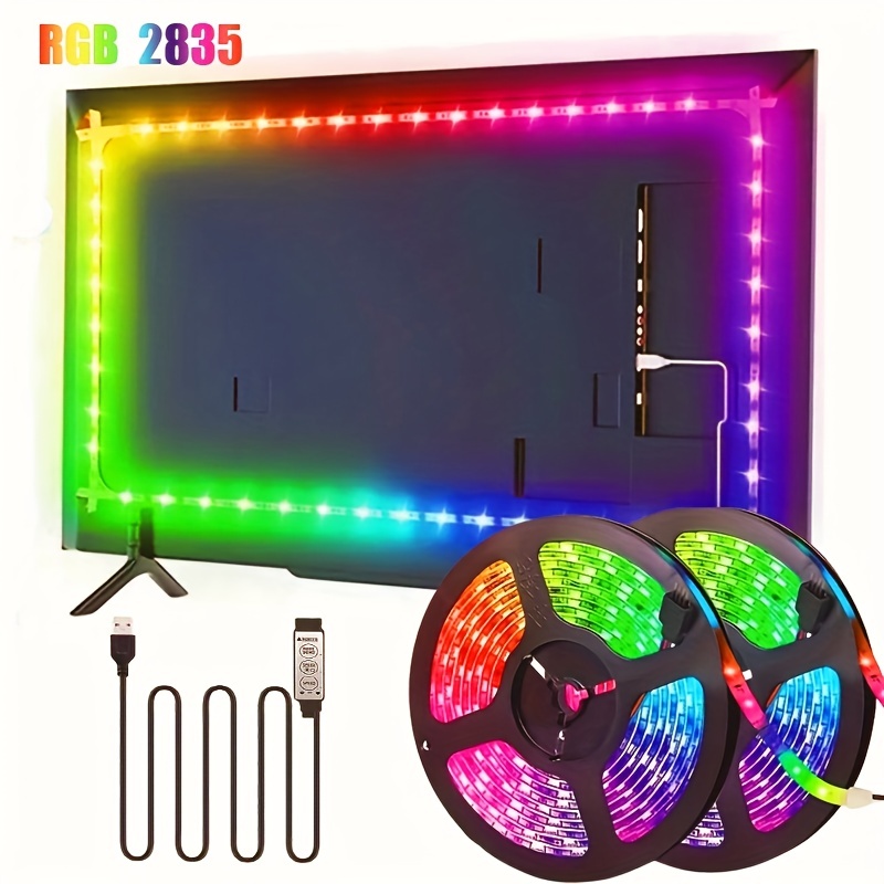 Bande lumineuse LED derrière la TV, rétroéclairage LED TV pour éclairage de  biais HDTV de 32 à 60 pouces, (bande LED noire de 2 m, alimentation USB
