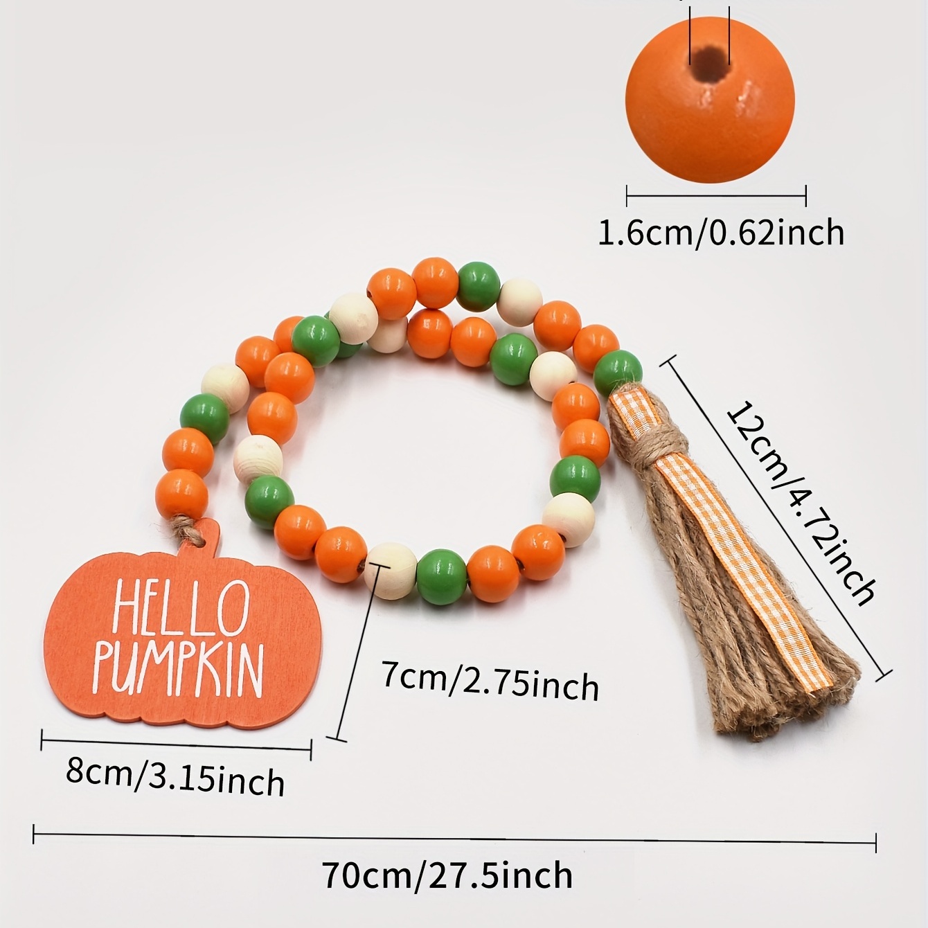 Halloween Wood Beads Garland Fall Autumn Plaid Tassel Pendant Farmhouse  Rustic Beads Hanging Ornament For Halloween Party Tiered Tray Wall  Decor(1pcs