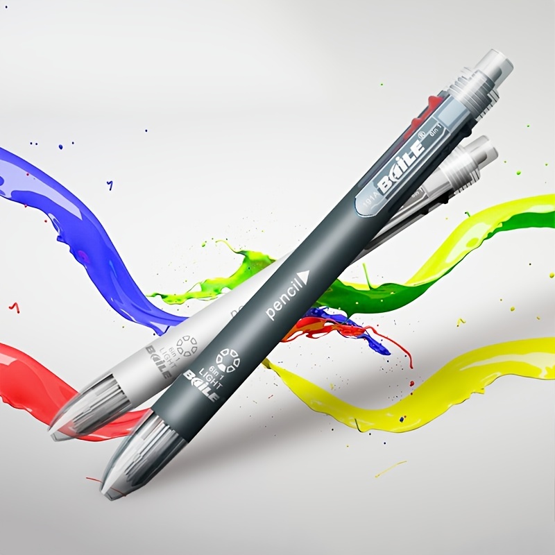 PASISIBICK Lot de 6 stylos à bille multicolores de 0,5 mm, 6 en 1, 6  couleurs, rétractables pour bureau, école, étudiants, enfants, cadeau
