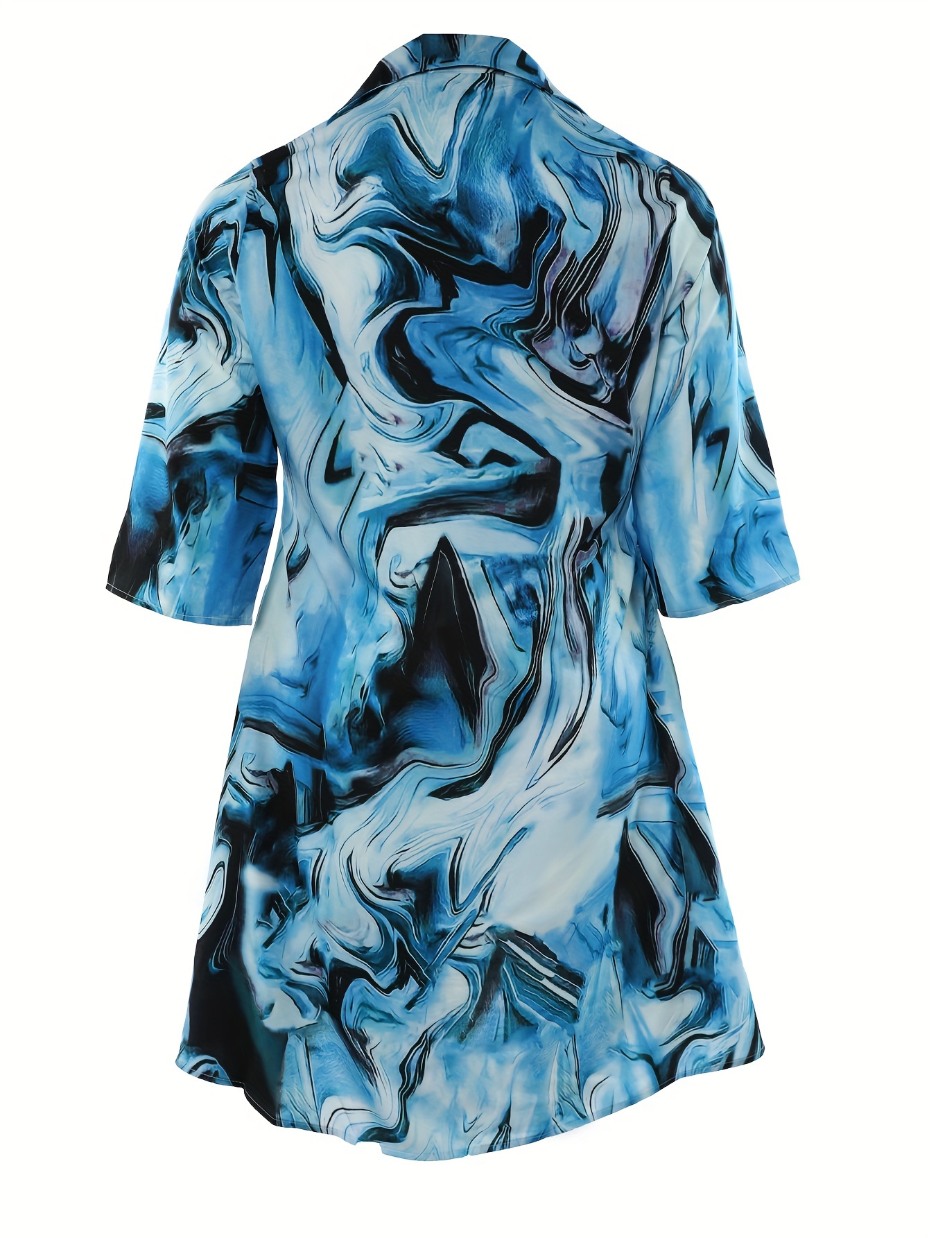 Plus Marble Effect Printed Shirt Dress