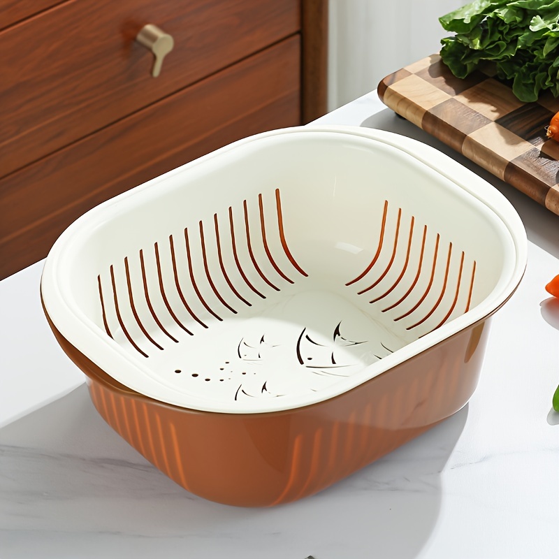 Multi-functional Double-layer Vegetable Wash Basin & Drain Basket