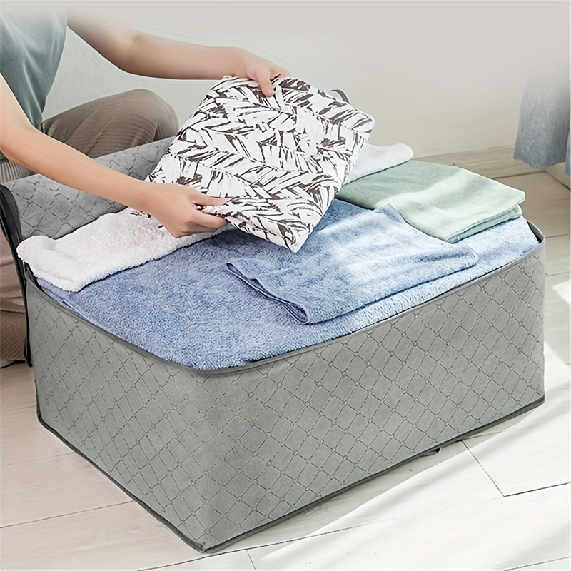 Storage Bag, Storage Box, Large Capacity, Foldable With Reinforced Handle  And Sturdy Zip For Comforters, Blankets, Clothes, Thick And Breathable  Fabric, Breathable Bags - Temu