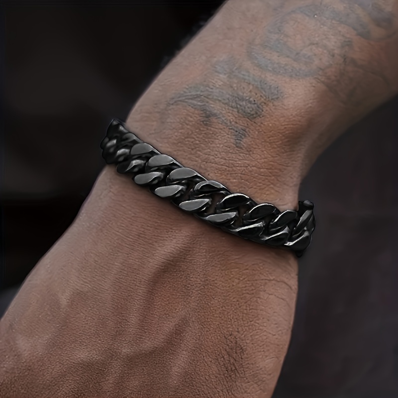 Bracciale Uomo Cuban Link Turchese - Acciaio Inox 316L, Catena Hip Hop Bangle, Regalo Uomo