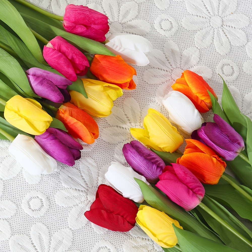 Ramo de tulipanes artificiales, flores falsas de espuma de PE, decoración  de boda, hogar, jardín, regalo de decoración, 3/5 piezas - AliExpress