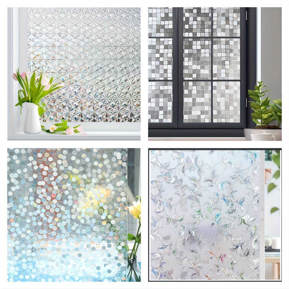 1pc Fenster-Privatsphäre-Folie, Mattierte Glas-Regenbogen-Fensterfolie,  Buntglas-Badezimmer-Statik-Fenster-Aufkleber, 3D-Frost-Dekorative