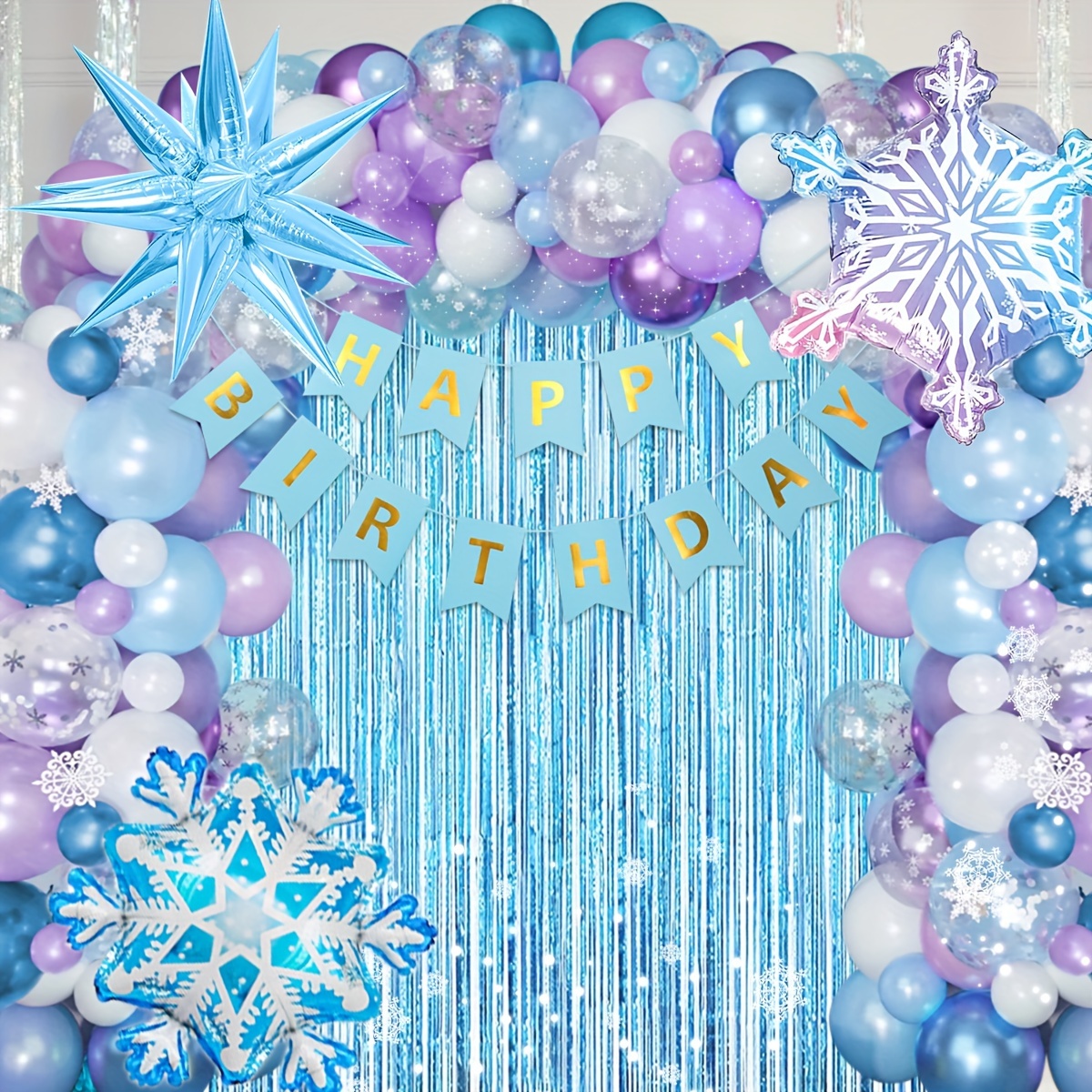 Frozen Guirnalda Globos, Fiesta Frozen Cumpleaños Decoraciones Frozen  Blanco Azul Púrpura Copos de Nieve Decoracion Cumpleaños Globos para Bodas,  Cumpleaños, Baby Shower, Niñas, Mujeres : : Hogar y cocina