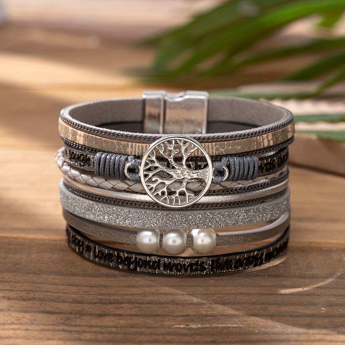Women's Magnetic Leather Wrap Bracelet