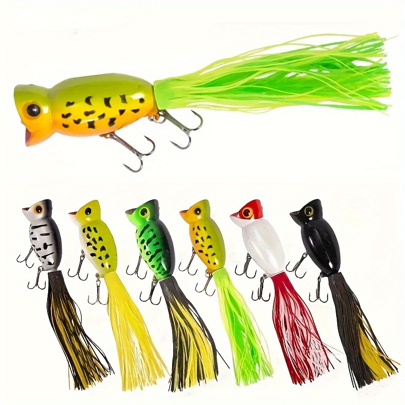 Fishing Topwater Bass Lures, 6Pcs Freshwater Saltwater Kit Lifelike  Artificial Bass Lures Floating Rotating Tail Lures Bait with Barb Treble  Hooks 