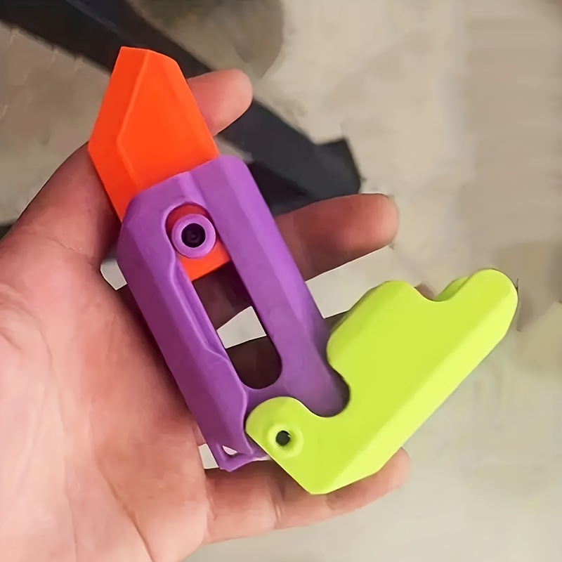 Luminous Radish Knife 3D Printing Gravity Knife Cub Jumping Small Radish  Knife Push Card Decompression Toy Mini Model Pendant