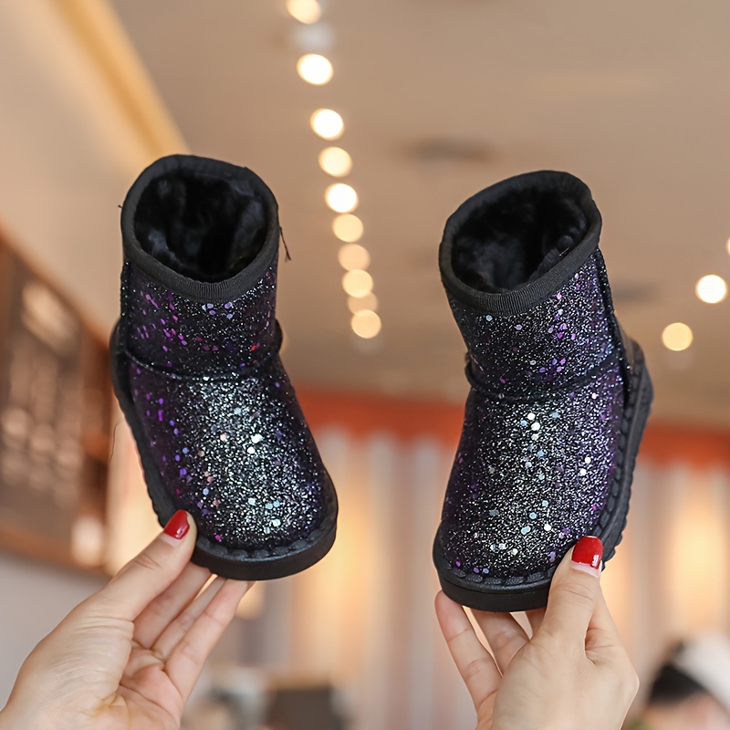 Girl's Solid Snow Boots with Warm Fleece Lining, Cozy Ankle Design