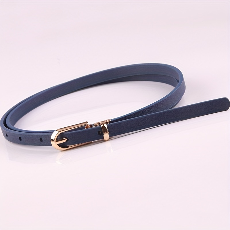 Thin Belt Oval Buckle PU Leather Jeans Pants Sweater Dress Girdle