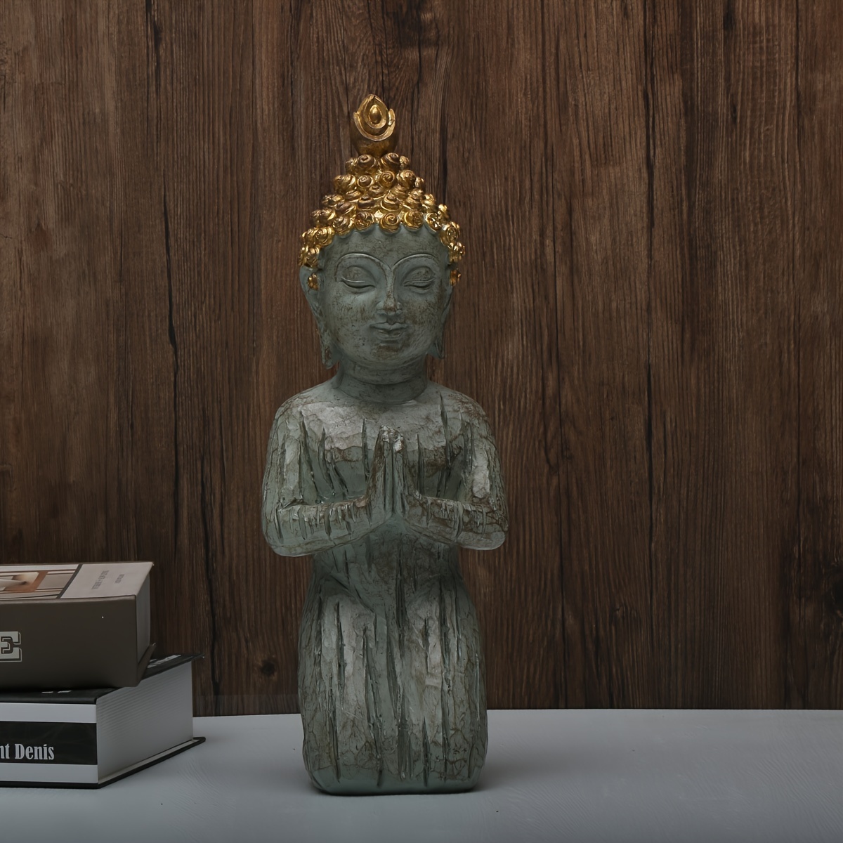  Estatua de Buda de oro Estatua de resina Estatua de Buda de  mano Estatua de Buda Artesanía Ornamento Decorativo Decoración del Hogar, B  : Hogar y Cocina
